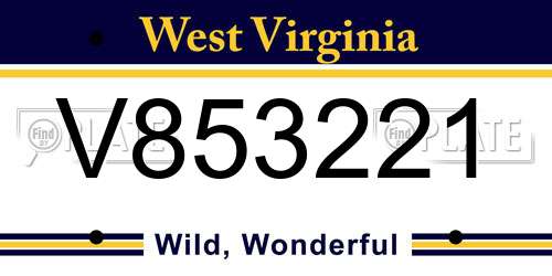 V853221 West Virginia License Plate
