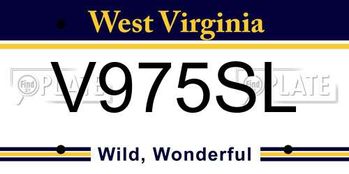 V975SL West Virginia License Plate