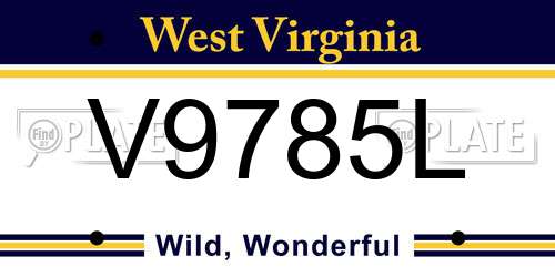 V9785L West Virginia License Plate