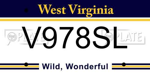 V978SL West Virginia License Plate