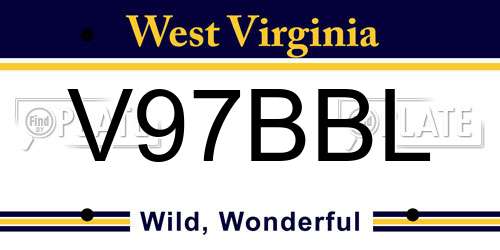 V97BBL West Virginia License Plate