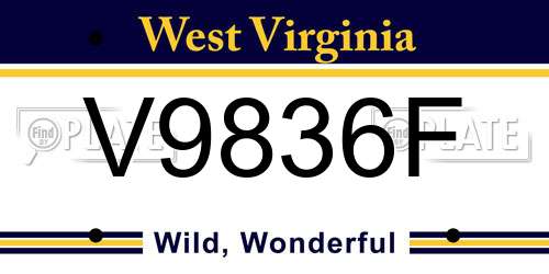 V9836F West Virginia License Plate