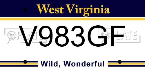 V983GF West Virginia License Plate