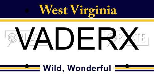 VADERX West Virginia License Plate