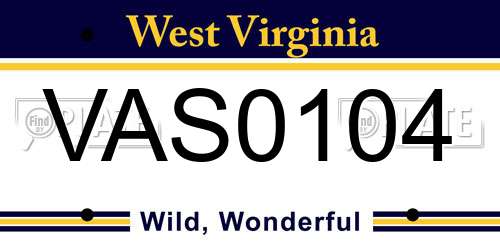 VAS0104 West Virginia License Plate