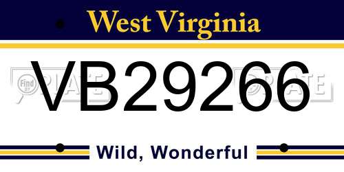 VB29266 West Virginia License Plate