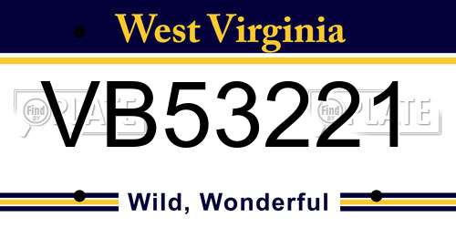 VB53221 West Virginia License Plate