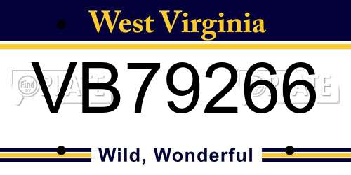 VB79266 West Virginia License Plate