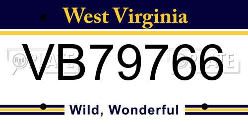VB79766 West Virginia License Plate