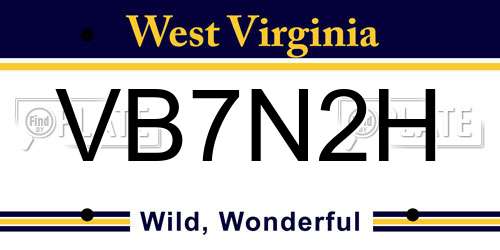 VB7N2H West Virginia License Plate