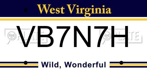VB7N7H West Virginia License Plate