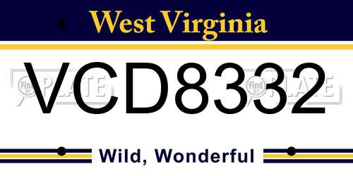 VCD8332 West Virginia License Plate
