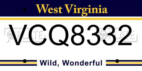 VCQ8332 West Virginia License Plate
