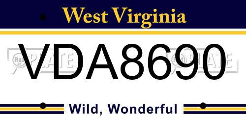 VDA8690 West Virginia License Plate