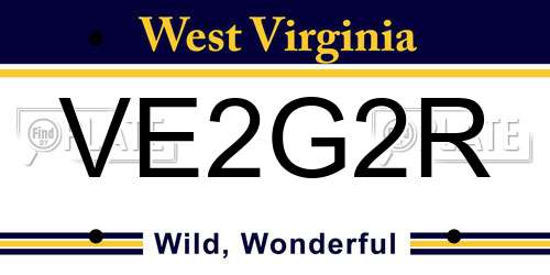 VE2G2R West Virginia License Plate