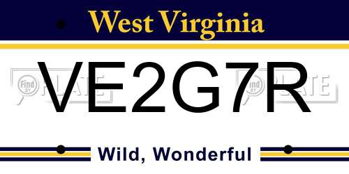 VE2G7R West Virginia License Plate