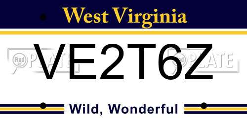 VE2T6Z West Virginia License Plate