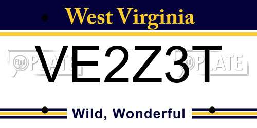 VE2Z3T West Virginia License Plate