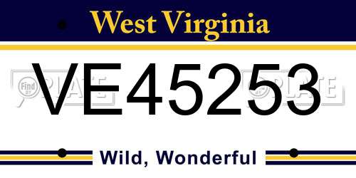 VE45253 West Virginia License Plate