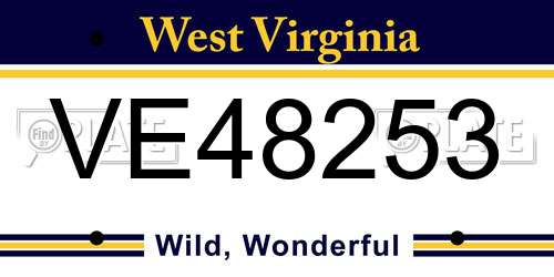 VE48253 West Virginia License Plate