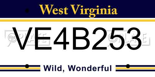 VE4B253 West Virginia License Plate
