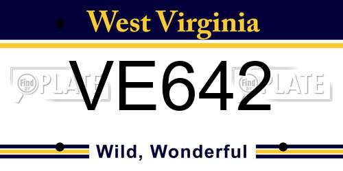 VE642 West Virginia License Plate