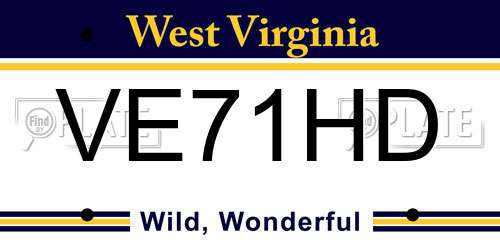 VE71HD West Virginia License Plate