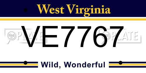 VE7767 West Virginia License Plate