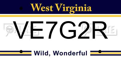 VE7G2R West Virginia License Plate