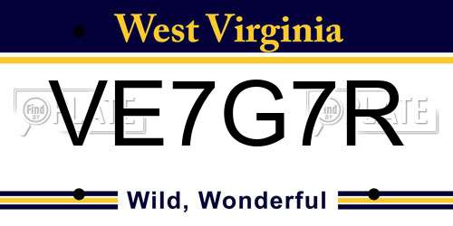 VE7G7R West Virginia License Plate