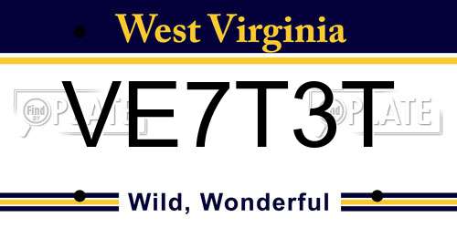 VE7T3T West Virginia License Plate