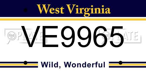 VE9965 West Virginia License Plate