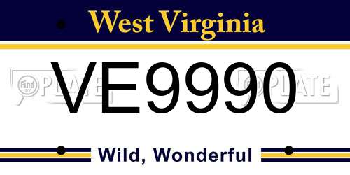 VE9990 West Virginia License Plate
