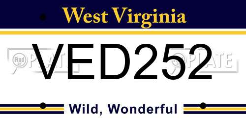 VED252 West Virginia License Plate