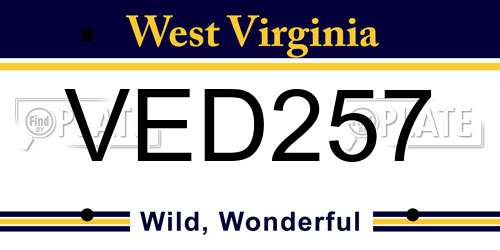 VED257 West Virginia License Plate