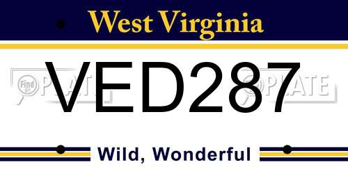 VED287 West Virginia License Plate