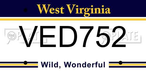 VED752 West Virginia License Plate