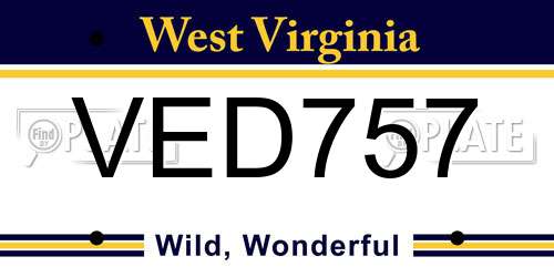 VED757 West Virginia License Plate