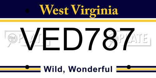 VED787 West Virginia License Plate