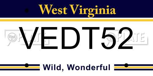 VEDT52 West Virginia License Plate