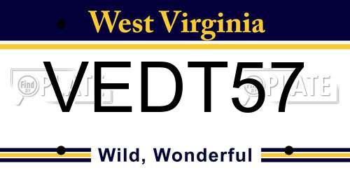 VEDT57 West Virginia License Plate