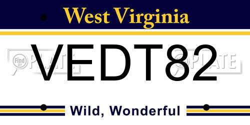 VEDT82 West Virginia License Plate