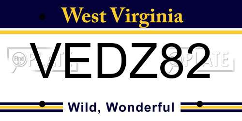 VEDZ82 West Virginia License Plate