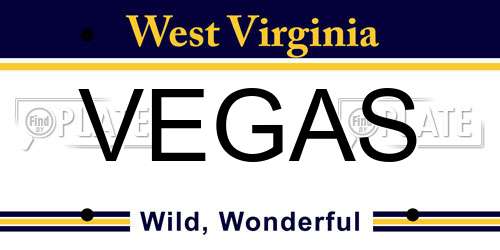 VEGAS West Virginia License Plate
