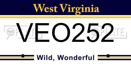 VEO252 West Virginia License Plate