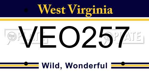 VEO257 West Virginia License Plate