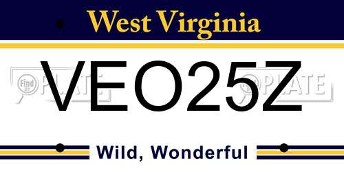 VEO25Z West Virginia License Plate