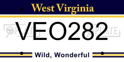 VEO282 West Virginia License Plate