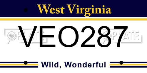 VEO287 West Virginia License Plate