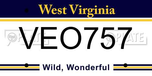 VEO757 West Virginia License Plate